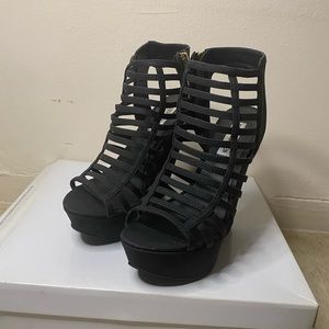 Hollow Out Ankle Wedge Heels